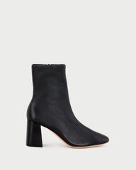 Elise Black Leather Stretch Bootie