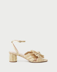 Dahlia Gold Pleated Bow Heel