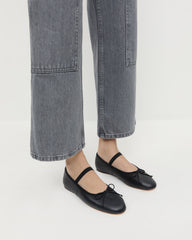 Leonie Black Leather Ballet Flat