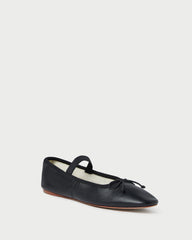 Leonie Black Leather Ballet Flat