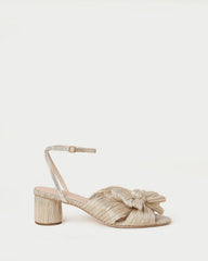 Dahlia Platinum Pleated Bow Heel