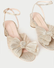 Dahlia Platinum Pleated Bow Heel