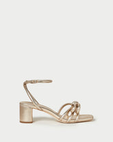 Mikel Champagne Bow Mid-Heel Sandal