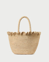 Cyrus Natural Ruffled Woven Tote