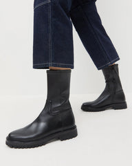 Danny Black Leather Lug Boot