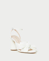 Camellia White Pleated Bow Heel