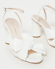 Camellia White Pleated Bow Heel