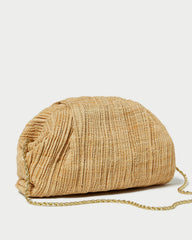 Bailey Natural Pleated Dome Clutch