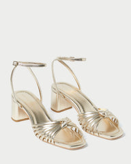 Olivia Champagne Knot Mid-Heel