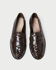 Rachel Espresso Woven Leather Loafer
