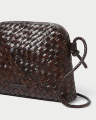 Mallory Chocolate Woven Leather Crossbody