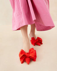 Margot Red Moiré Bow Mule