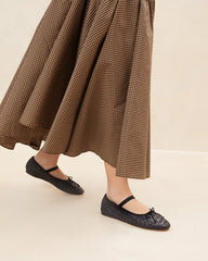 Leonie Black Woven Ballet Flat