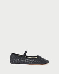 Leonie Black Woven Ballet Flat