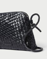 Mallory Black Woven Leather Crossbody