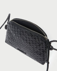 Mallory Black Woven Leather Crossbody