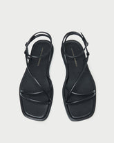 Noor Black Leather Flat Sandal