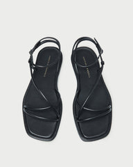 Noor Black Leather Flat Sandal