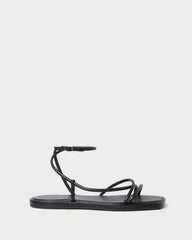 Noor Black Leather Flat Sandal