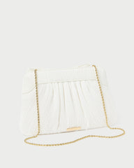 Rayne White Pleated Bow Clutch