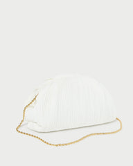 Bailey White Pleated Dome Clutch