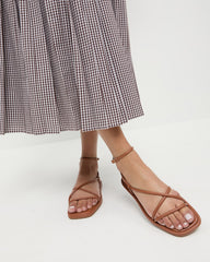 Noor Timber Leather Flat Sandal