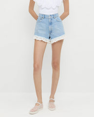Kay Lace-Trimmed Denim Shorts