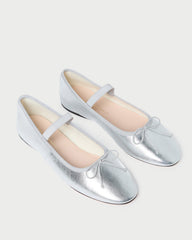Leonie Silver Leather Ballet Flat