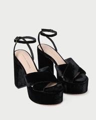 Loretta Black Velvet Platform Sandal