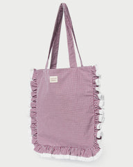 Justine Maroon Ruffle Tote