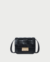 Desi Black Woven Leather Crossbody