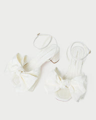 Carmen Cream Moiré Bow Sandal