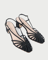 Priscilla Black Moiré Heeled Sandal