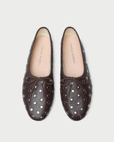 Landon Espresso/Silver Leather Ballet Flat