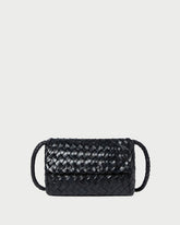 Vinnie Black Woven Leather Crossbody
