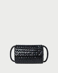 Vinnie Black Woven Leather Crossbody