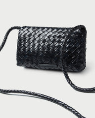 Vinnie Black Woven Leather Crossbody