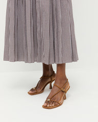 Triana Cacao Suede Mid-Heel Sandal
