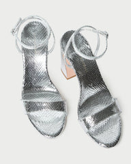 Malia Silver Snake Embossed Sandal