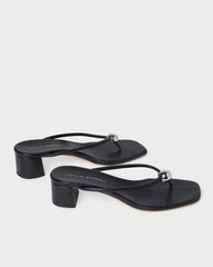 Odessa Black Leather Heeled Sandal