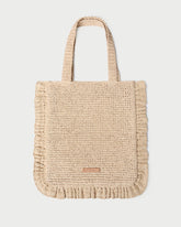Justine Natural Crochet Ruffle Tote