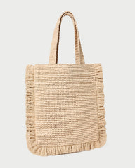Justine Natural Crochet Ruffle Tote