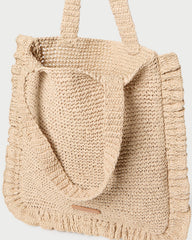 Justine Natural Crochet Ruffle Tote