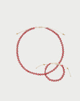 Flora Red/White Beaded Set