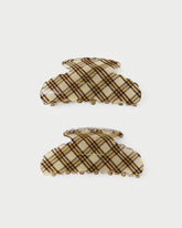 Yuri Butter Plaid Hair Clip Set