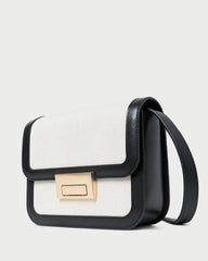 Desi Black/Natural Canvas Crossbody
