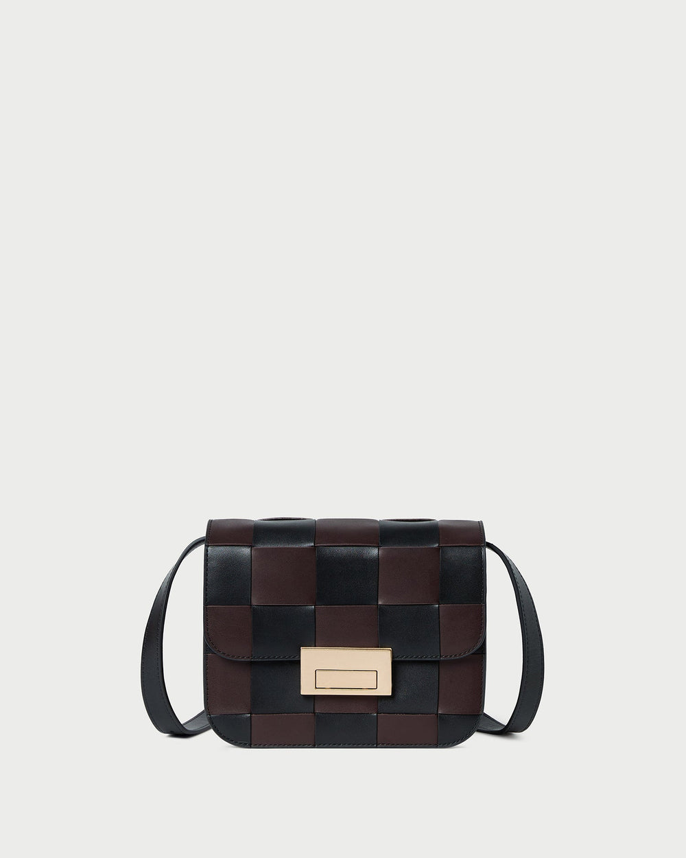 Desi Black/Espresso Woven Leather Crossbody