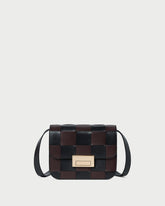 Desi Black/Espresso Woven Leather Crossbody
