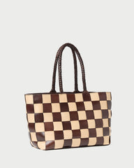 Klara Brown/Butter Woven Leather Tote