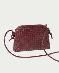 Mallory Maroon Woven Leather Crossbody